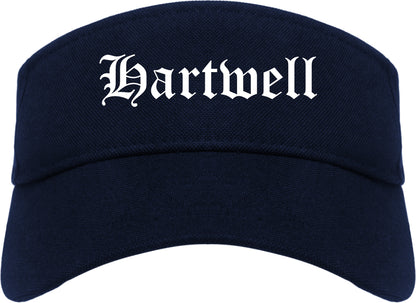 Hartwell Georgia GA Old English Mens Visor Cap Hat Navy Blue