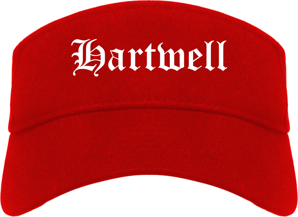Hartwell Georgia GA Old English Mens Visor Cap Hat Red