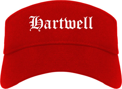 Hartwell Georgia GA Old English Mens Visor Cap Hat Red