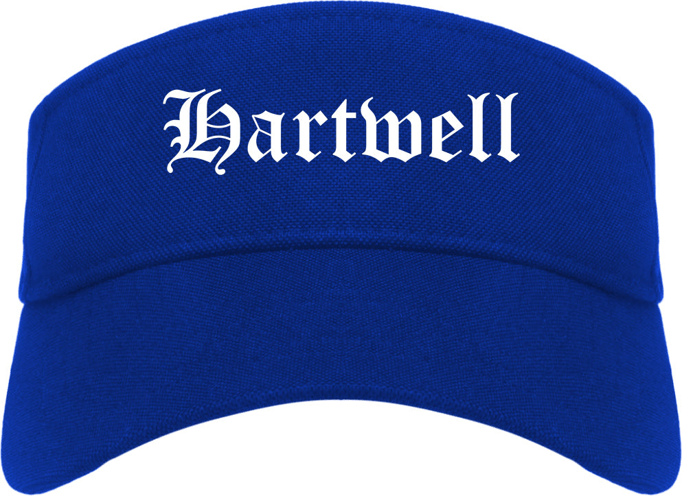 Hartwell Georgia GA Old English Mens Visor Cap Hat Royal Blue