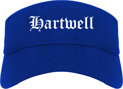 Hartwell Georgia GA Old English Mens Visor Cap Hat Royal Blue