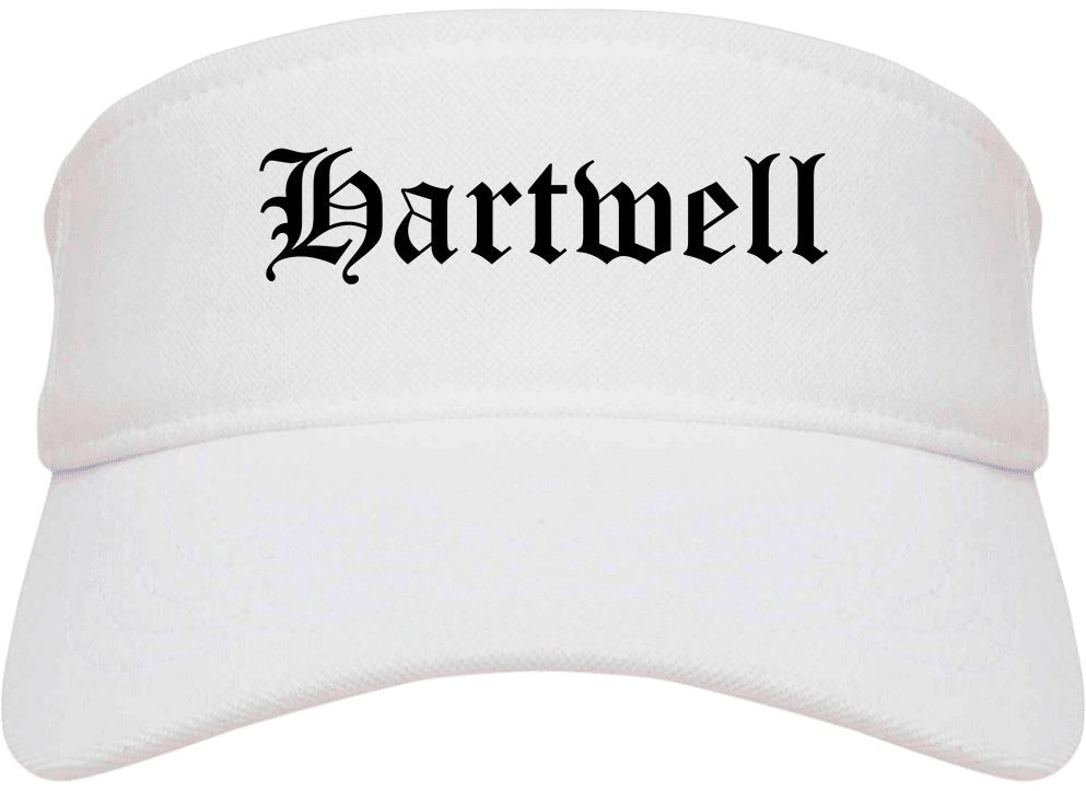 Hartwell Georgia GA Old English Mens Visor Cap Hat White