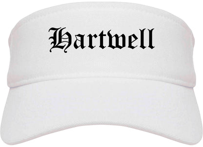 Hartwell Georgia GA Old English Mens Visor Cap Hat White