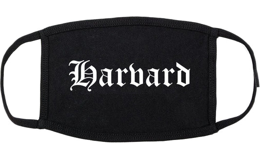 Harvard Illinois IL Old English Cotton Face Mask Black