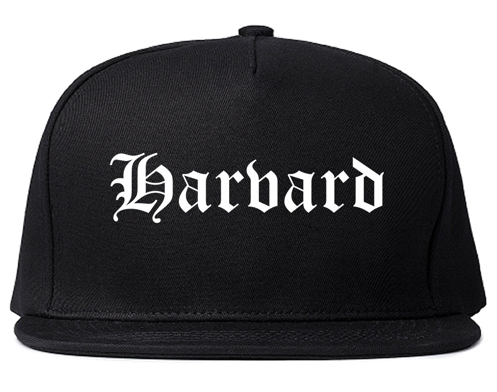 Harvard Illinois IL Old English Mens Snapback Hat Black