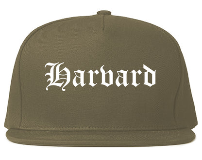Harvard Illinois IL Old English Mens Snapback Hat Grey