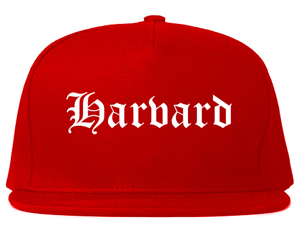 Harvard Illinois IL Old English Mens Snapback Hat Red