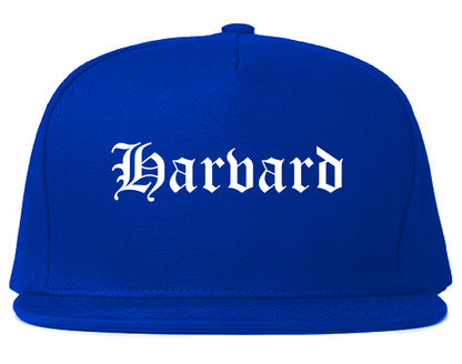 Harvard Illinois IL Old English Mens Snapback Hat Royal Blue