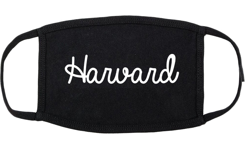 Harvard Illinois IL Script Cotton Face Mask Black