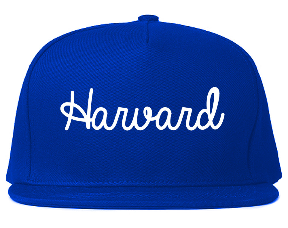 Harvard Illinois IL Script Mens Snapback Hat Royal Blue
