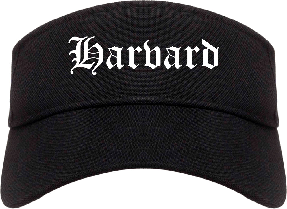 Harvard Illinois IL Old English Mens Visor Cap Hat Black