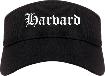 Harvard Illinois IL Old English Mens Visor Cap Hat Black