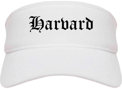 Harvard Illinois IL Old English Mens Visor Cap Hat White