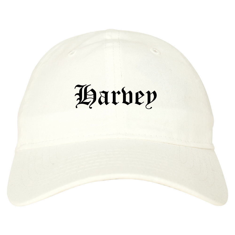 Harvey Illinois IL Old English Mens Dad Hat Baseball Cap White