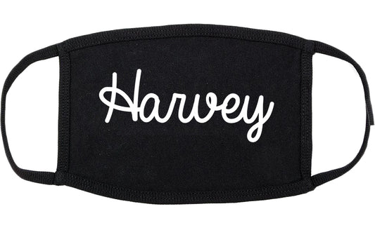 Harvey Illinois IL Script Cotton Face Mask Black