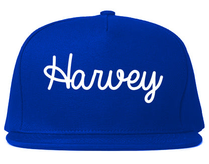 Harvey Illinois IL Script Mens Snapback Hat Royal Blue