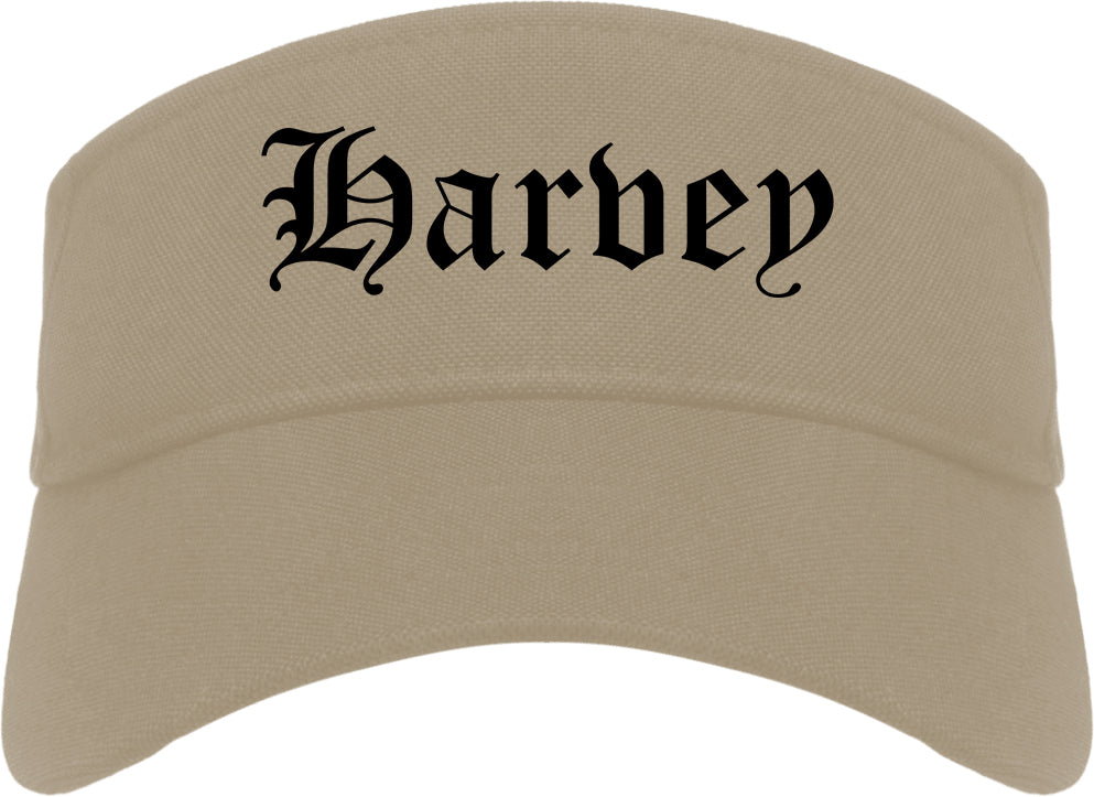 Harvey Illinois IL Old English Mens Visor Cap Hat Khaki