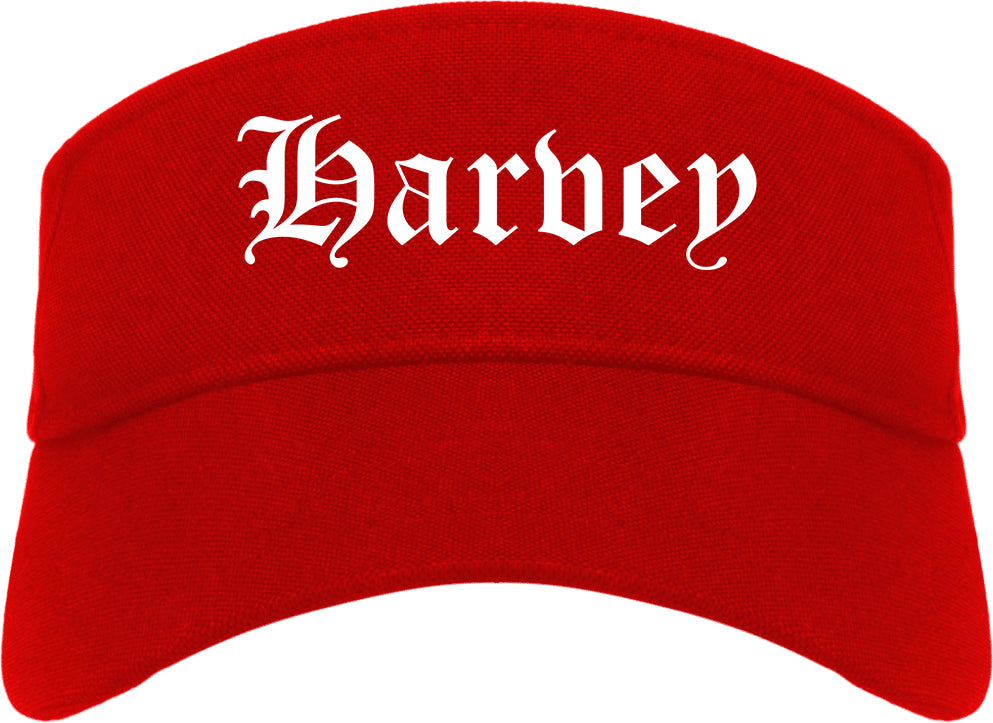 Harvey Illinois IL Old English Mens Visor Cap Hat Red