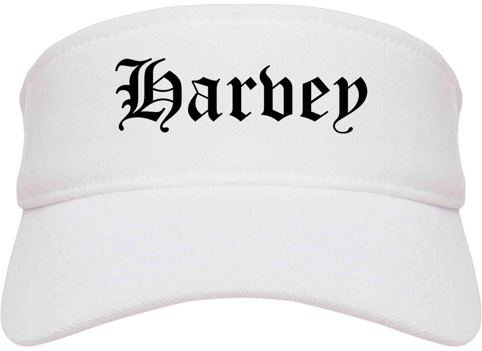 Harvey Illinois IL Old English Mens Visor Cap Hat White