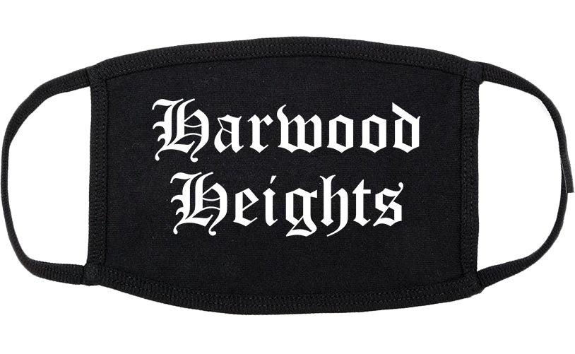 Harwood Heights Illinois IL Old English Cotton Face Mask Black
