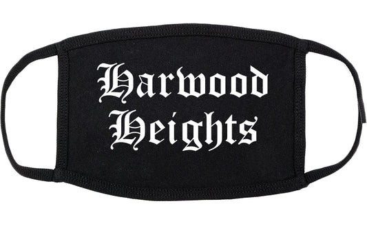 Harwood Heights Illinois IL Old English Cotton Face Mask Black