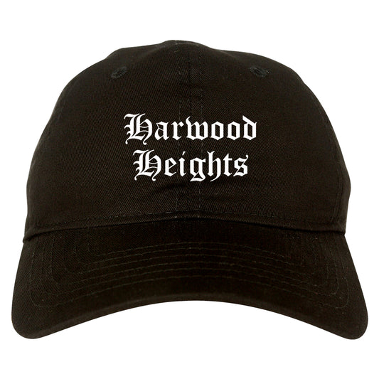 Harwood Heights Illinois IL Old English Mens Dad Hat Baseball Cap Black