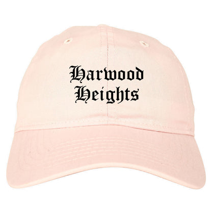 Harwood Heights Illinois IL Old English Mens Dad Hat Baseball Cap Pink