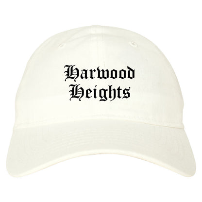 Harwood Heights Illinois IL Old English Mens Dad Hat Baseball Cap White