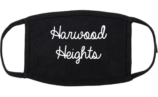 Harwood Heights Illinois IL Script Cotton Face Mask Black