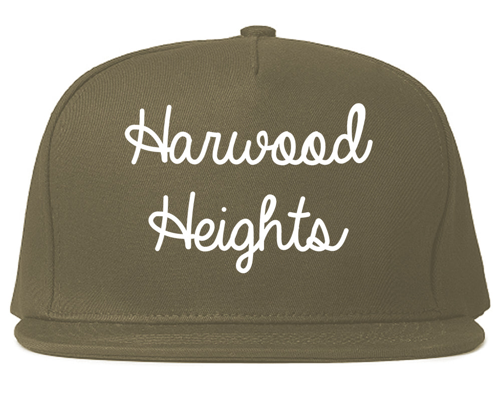 Harwood Heights Illinois IL Script Mens Snapback Hat Grey