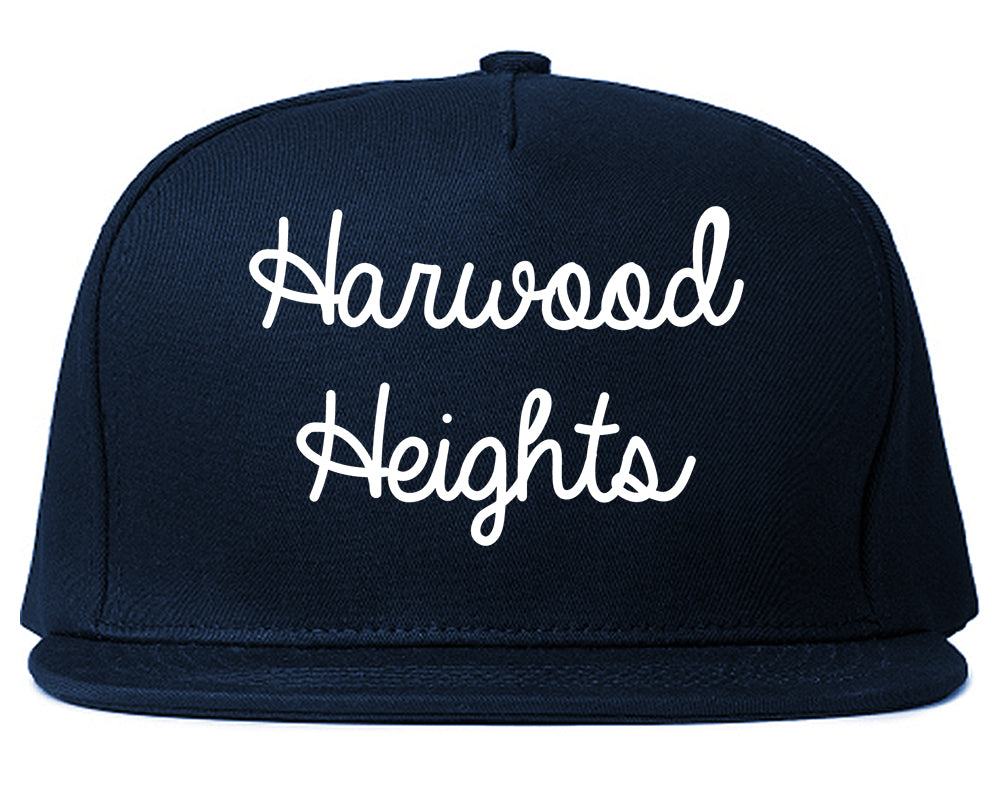 Harwood Heights Illinois IL Script Mens Snapback Hat Navy Blue
