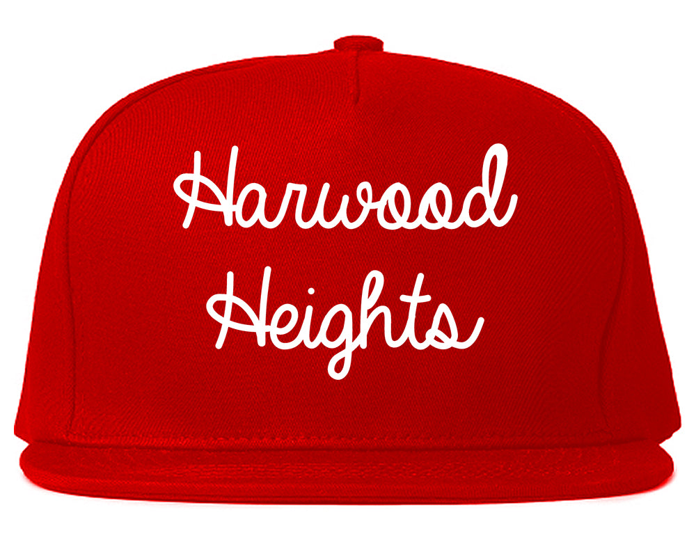 Harwood Heights Illinois IL Script Mens Snapback Hat Red