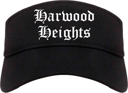 Harwood Heights Illinois IL Old English Mens Visor Cap Hat Black