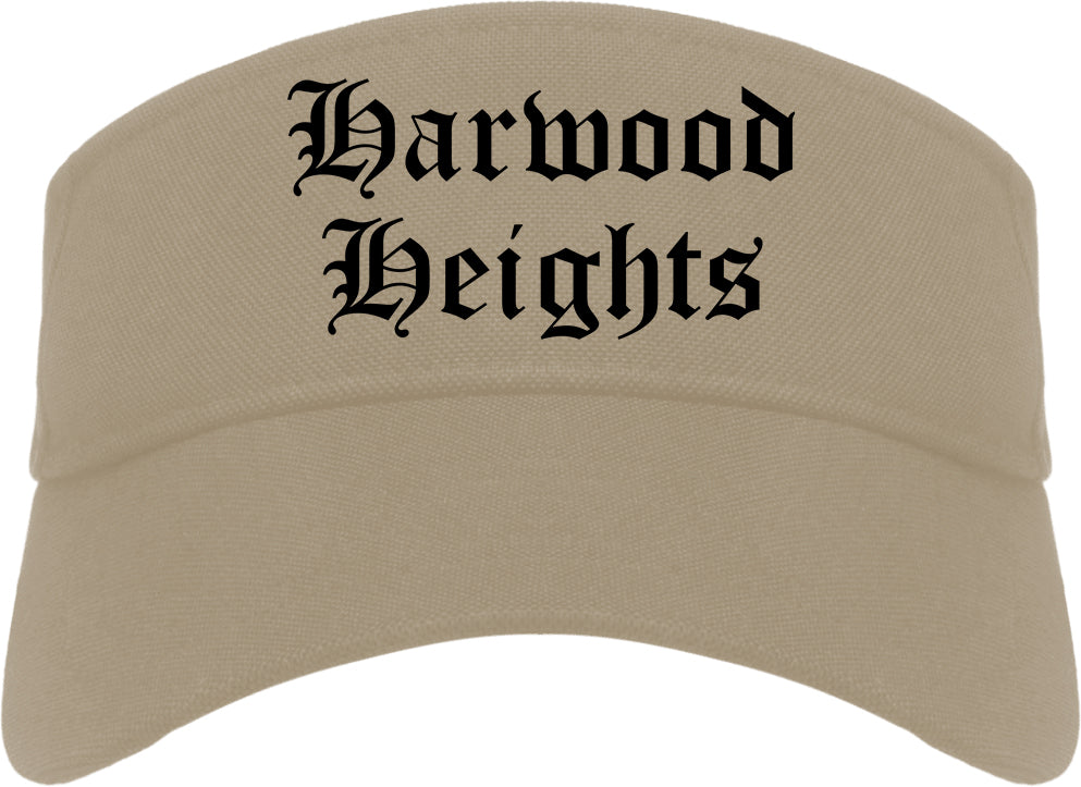 Harwood Heights Illinois IL Old English Mens Visor Cap Hat Khaki