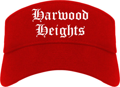 Harwood Heights Illinois IL Old English Mens Visor Cap Hat Red