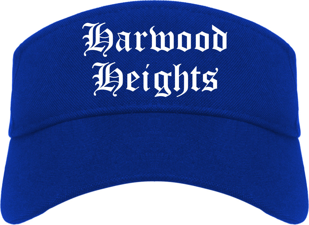 Harwood Heights Illinois IL Old English Mens Visor Cap Hat Royal Blue