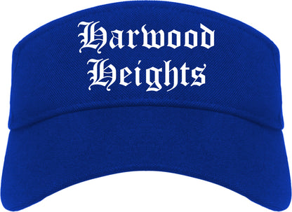Harwood Heights Illinois IL Old English Mens Visor Cap Hat Royal Blue