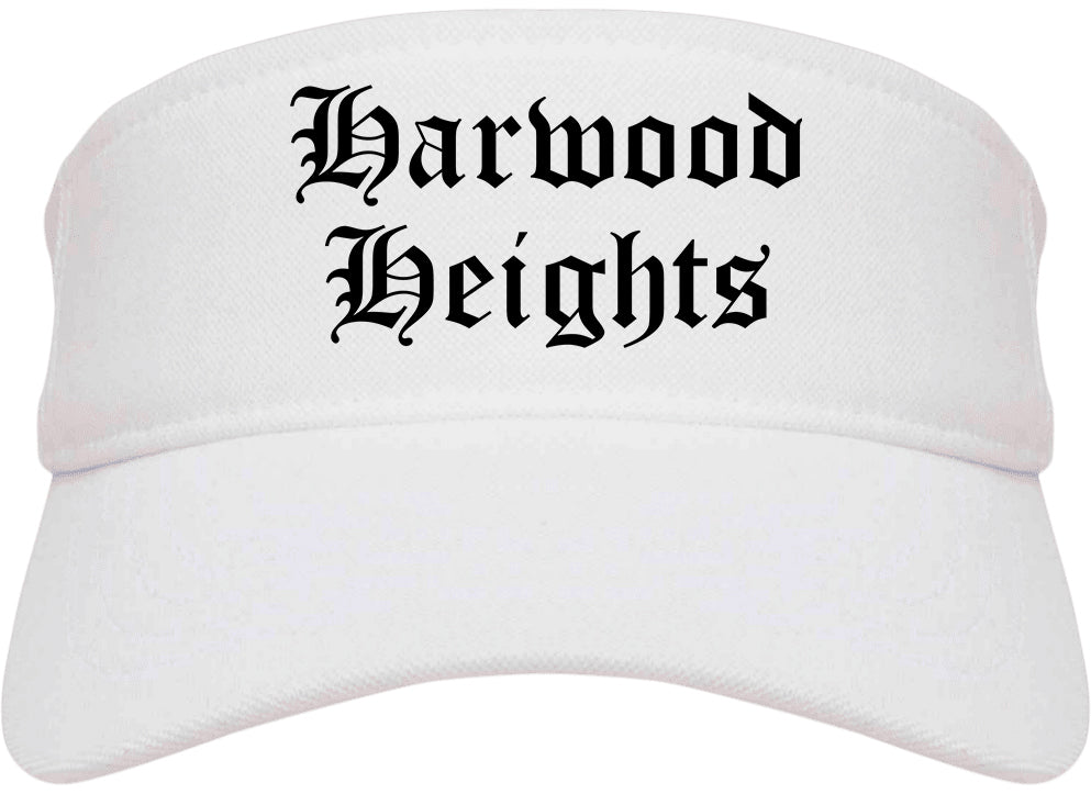 Harwood Heights Illinois IL Old English Mens Visor Cap Hat White