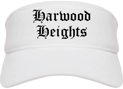Harwood Heights Illinois IL Old English Mens Visor Cap Hat White