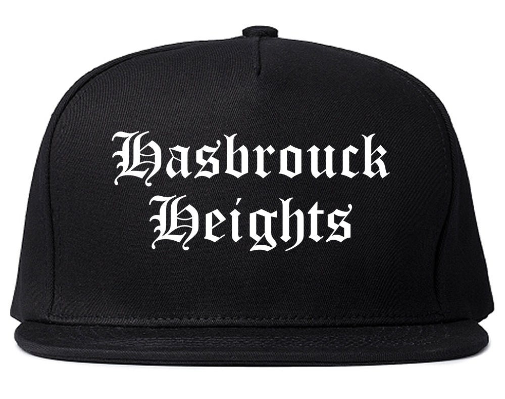 Hasbrouck Heights New Jersey NJ Old English Mens Snapback Hat Black