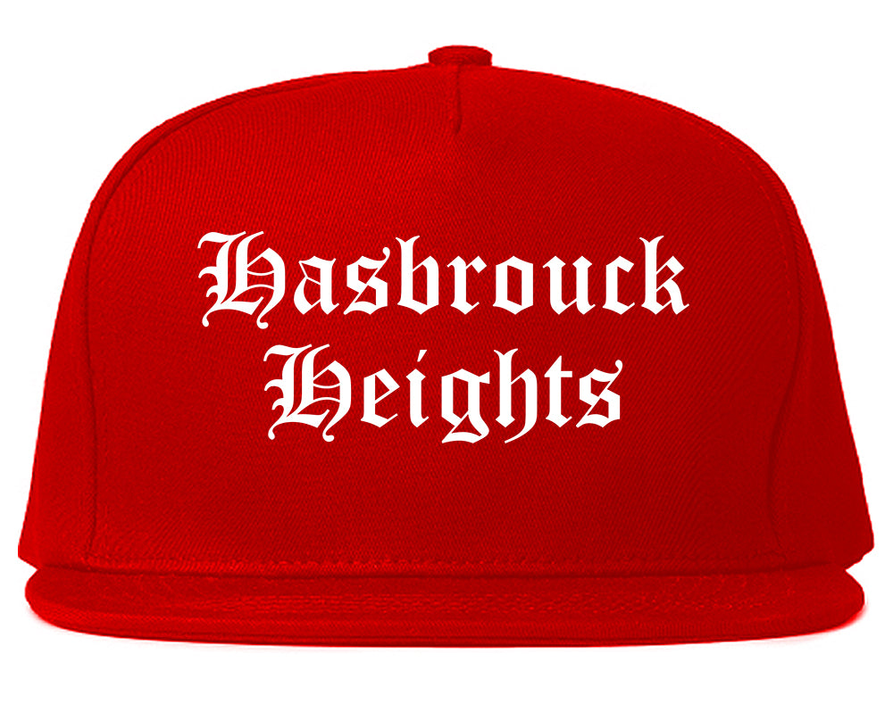 Hasbrouck Heights New Jersey NJ Old English Mens Snapback Hat Red