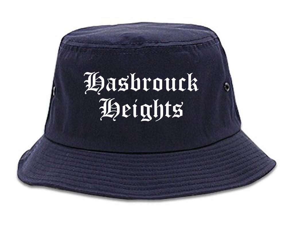 Hasbrouck Heights New Jersey NJ Old English Mens Bucket Hat Navy Blue
