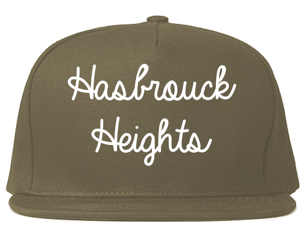 Hasbrouck Heights New Jersey NJ Script Mens Snapback Hat Grey