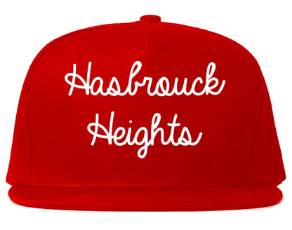 Hasbrouck Heights New Jersey NJ Script Mens Snapback Hat Red