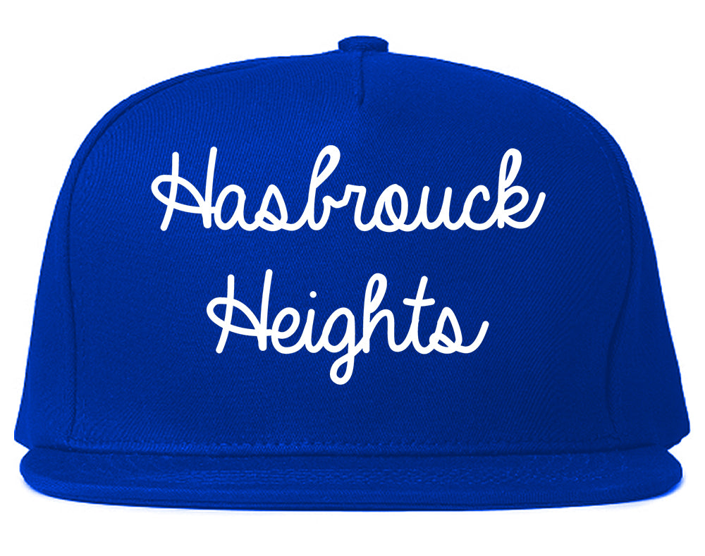 Hasbrouck Heights New Jersey NJ Script Mens Snapback Hat Royal Blue