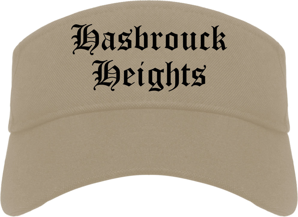 Hasbrouck Heights New Jersey NJ Old English Mens Visor Cap Hat Khaki