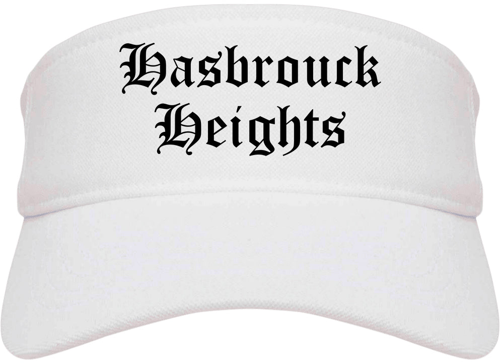 Hasbrouck Heights New Jersey NJ Old English Mens Visor Cap Hat White