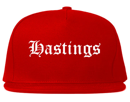 Hastings Michigan MI Old English Mens Snapback Hat Red