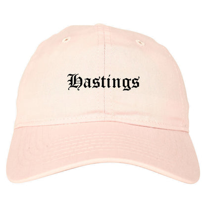 Hastings Michigan MI Old English Mens Dad Hat Baseball Cap Pink