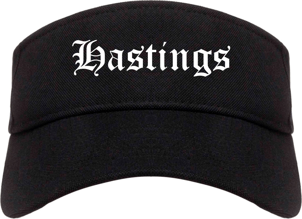 Hastings Michigan MI Old English Mens Visor Cap Hat Black